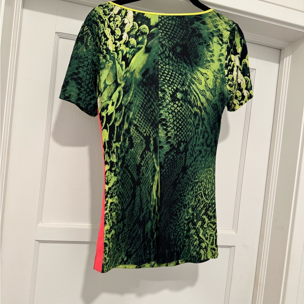 Elie Tahari Green and Yellow Patterned Top